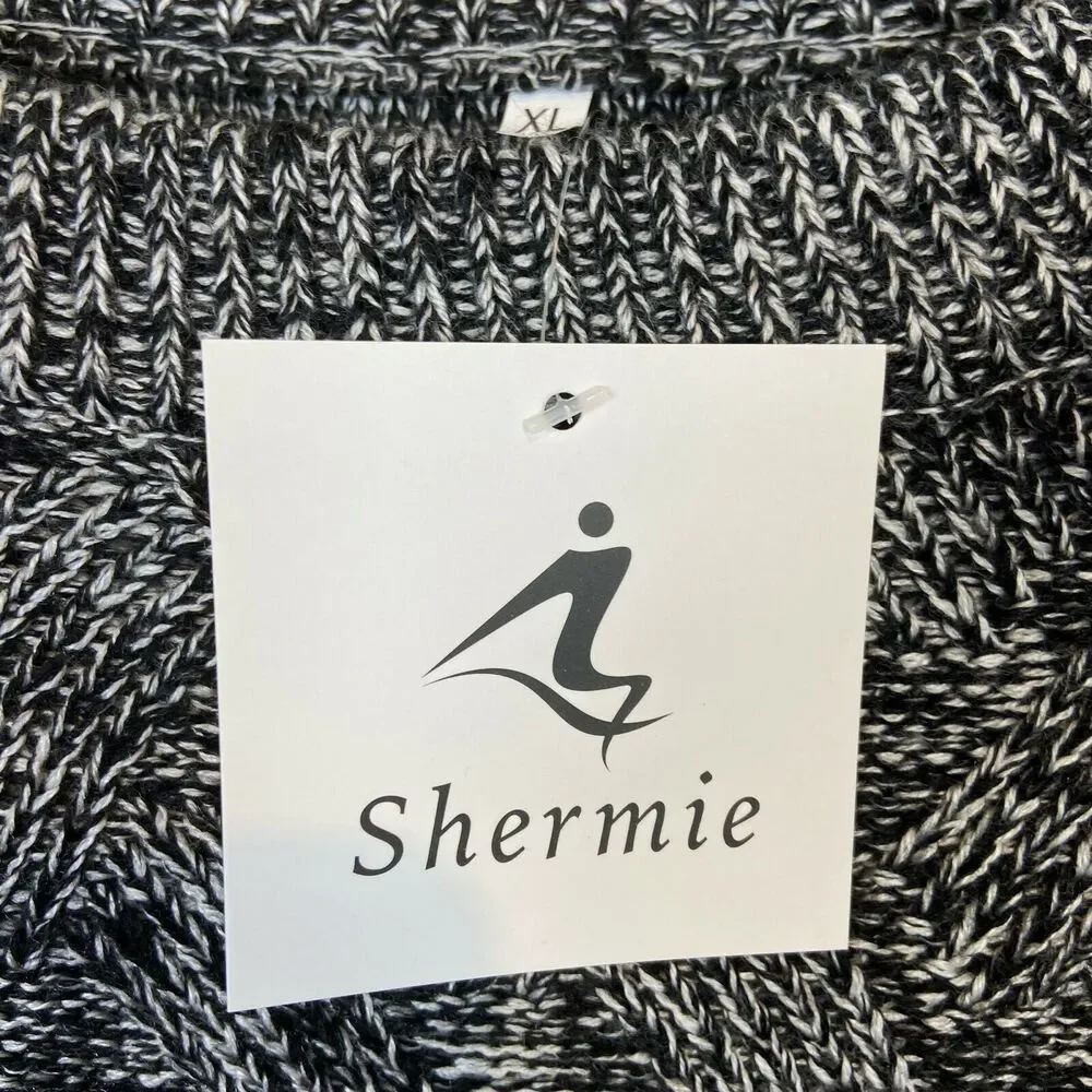Shermie Sweater Stripe Colorblock Crew Neck Acrylic sz XL Men's Cream Black